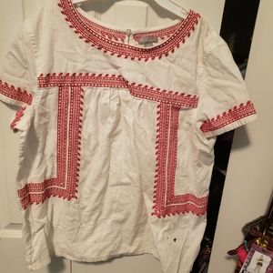 White and red embroidered shirt